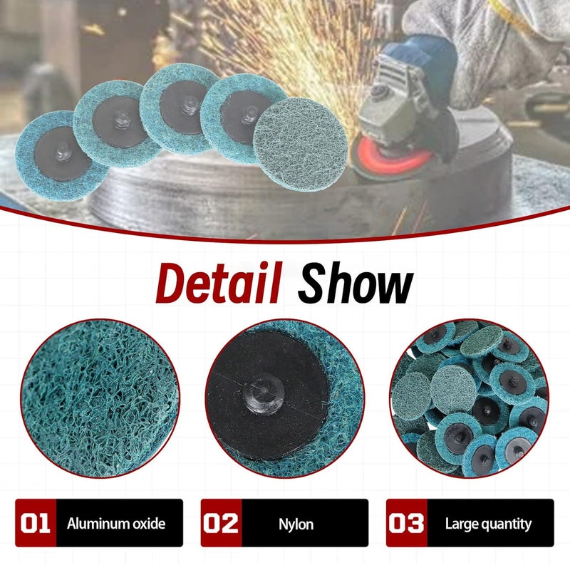 findmall 50Pcs 2 Inch Blue Quick Change Surface Prep Conditioning Discs, Fine Grit for Cleaning, Finishing and Deburring on Metals - Image 4